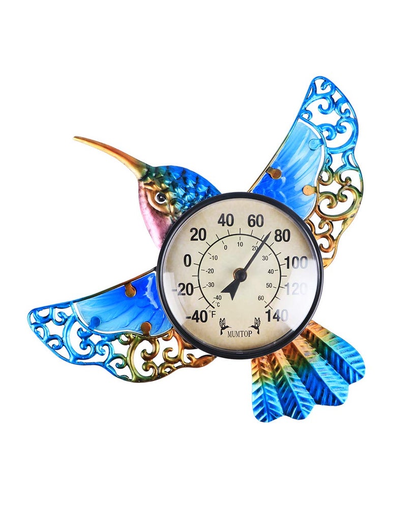 MUMTOP Indoor Outdoor Thermometer Hummingbird Waterproof Wall Mounted Thermometer for Patio, Yard, Garden - Image 1
